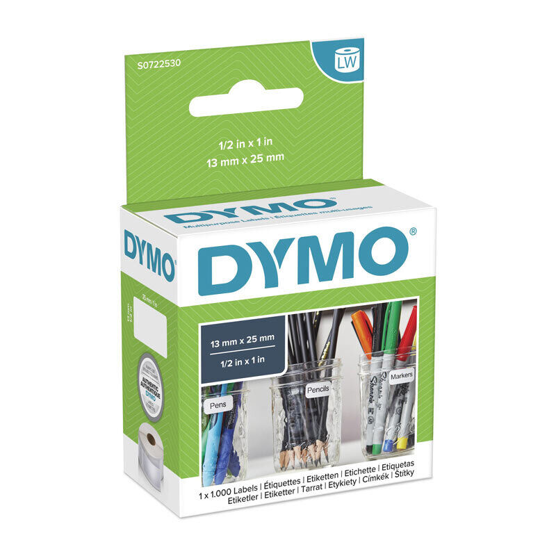 Dymo label printer cartridge packaging on a white background